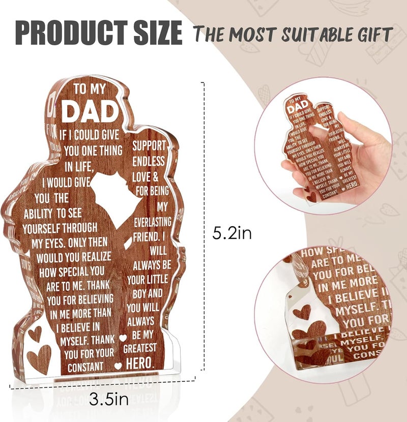 LuoHere Dad Gifts from Son -Dad Birthday Gift from Son -Dad Christmas Valentines Easter Gifts Idea Daddy New Dad To My Best Dad Ever Gifts Father's Day Desk Decor Acrylic Plaque Sign - Image 3